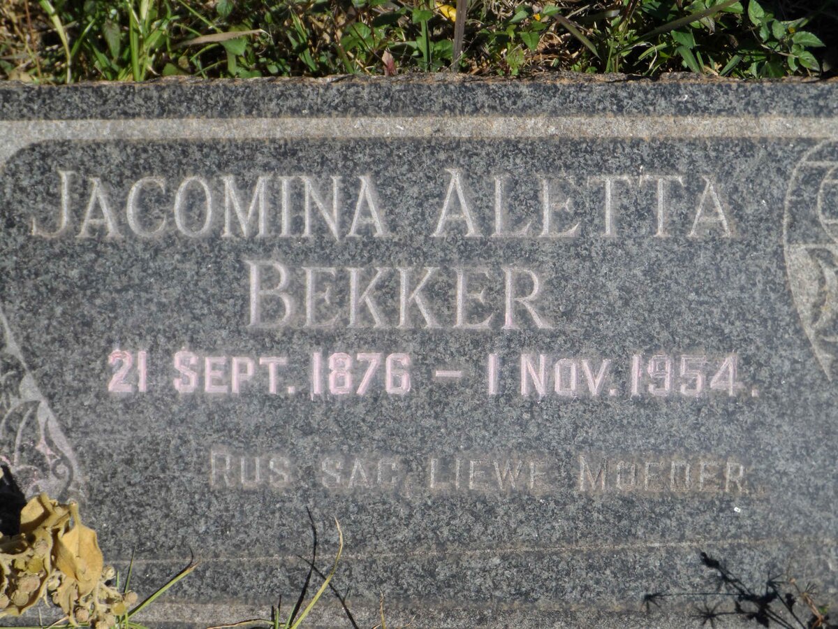 BEKKER Jacomina Aletta 1876-1954