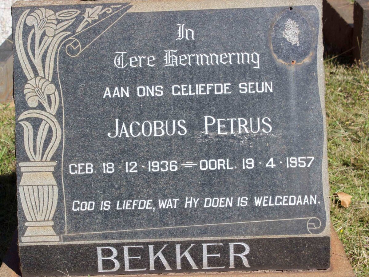 BEKKER Jacobus Petrus 1936-1957