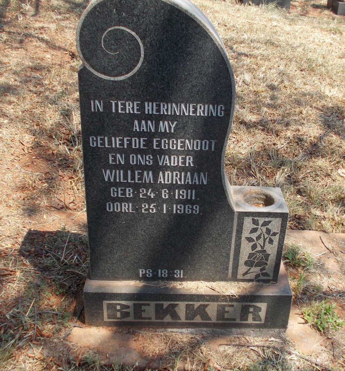 BEKKER Willem Adriaan 1911-1969