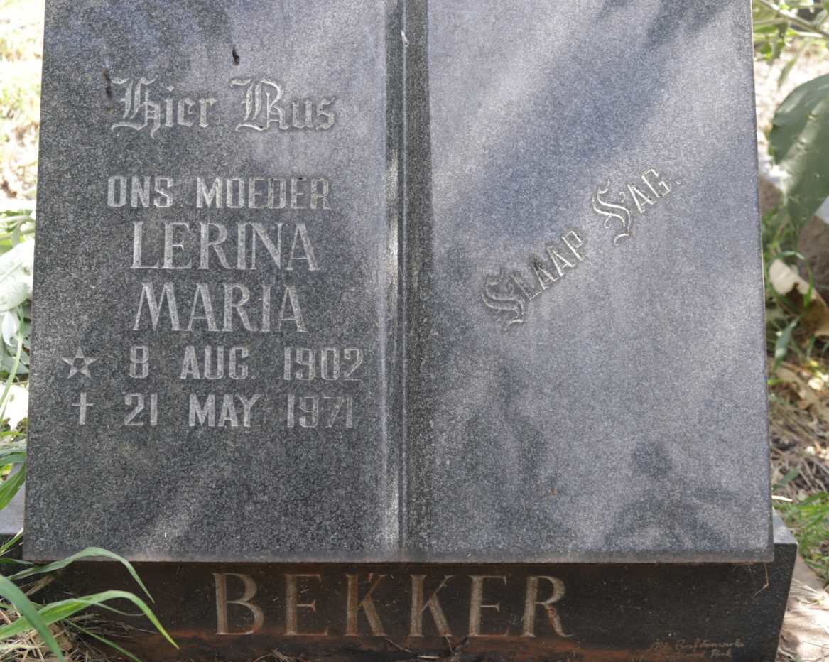 BEKKER Lerina Maria 1902-1971