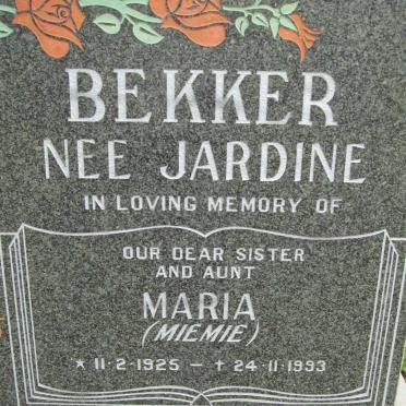 BEKKER Maria nee JARDINE 1925-1993