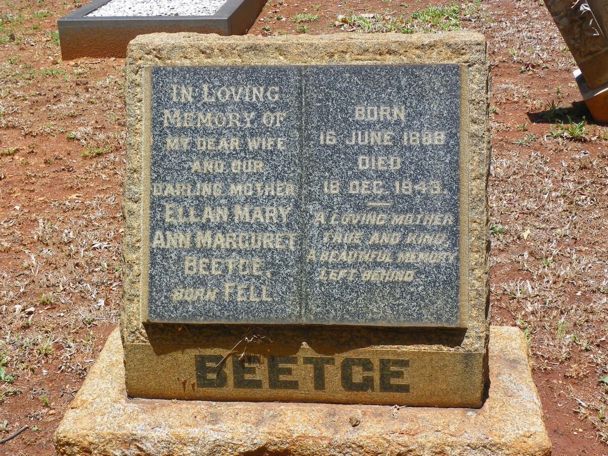 BEETGE Ellan Mary Ann Margaret nee FELL 1888-1943