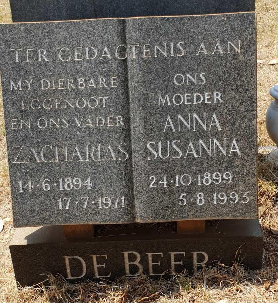 BEER Zacharias, de 1894-1971 &amp; Anna Susanna 1899-1993
