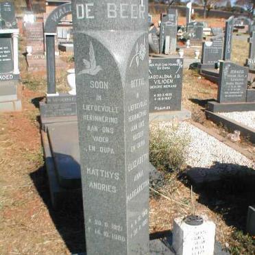 BEER Matthys Andries, de 1921-1988