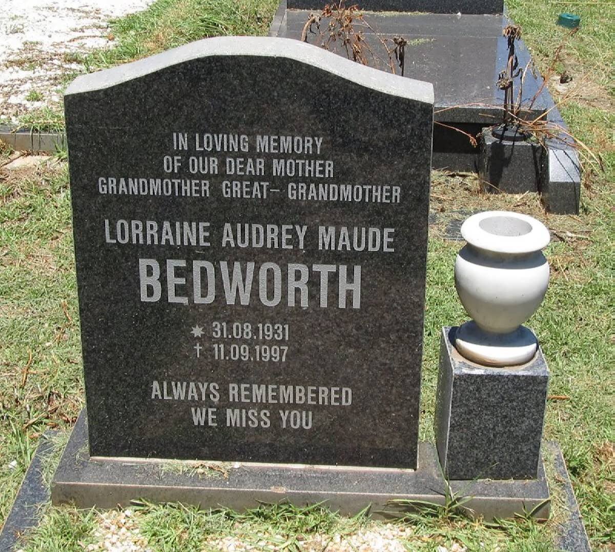 BEDWORTH Lorraine Audrey Maude 1931-1997