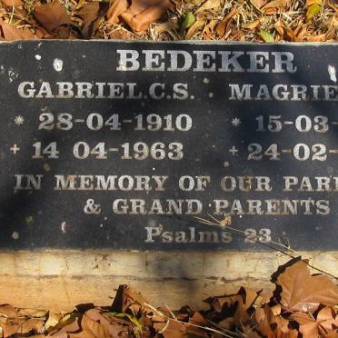 BEDEKER Gabriel C.S. 1910-1963 &amp; Magrieta J. 1912-1987