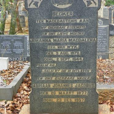 BECKER Adriaan Johannes Jacobus 1877-1957 &amp; Johanna Maria Magdalena VAN WYK 1878-1944