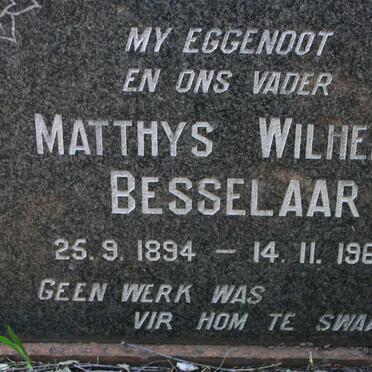 BESSELAAR Matthys Wilhelm 1894-1967