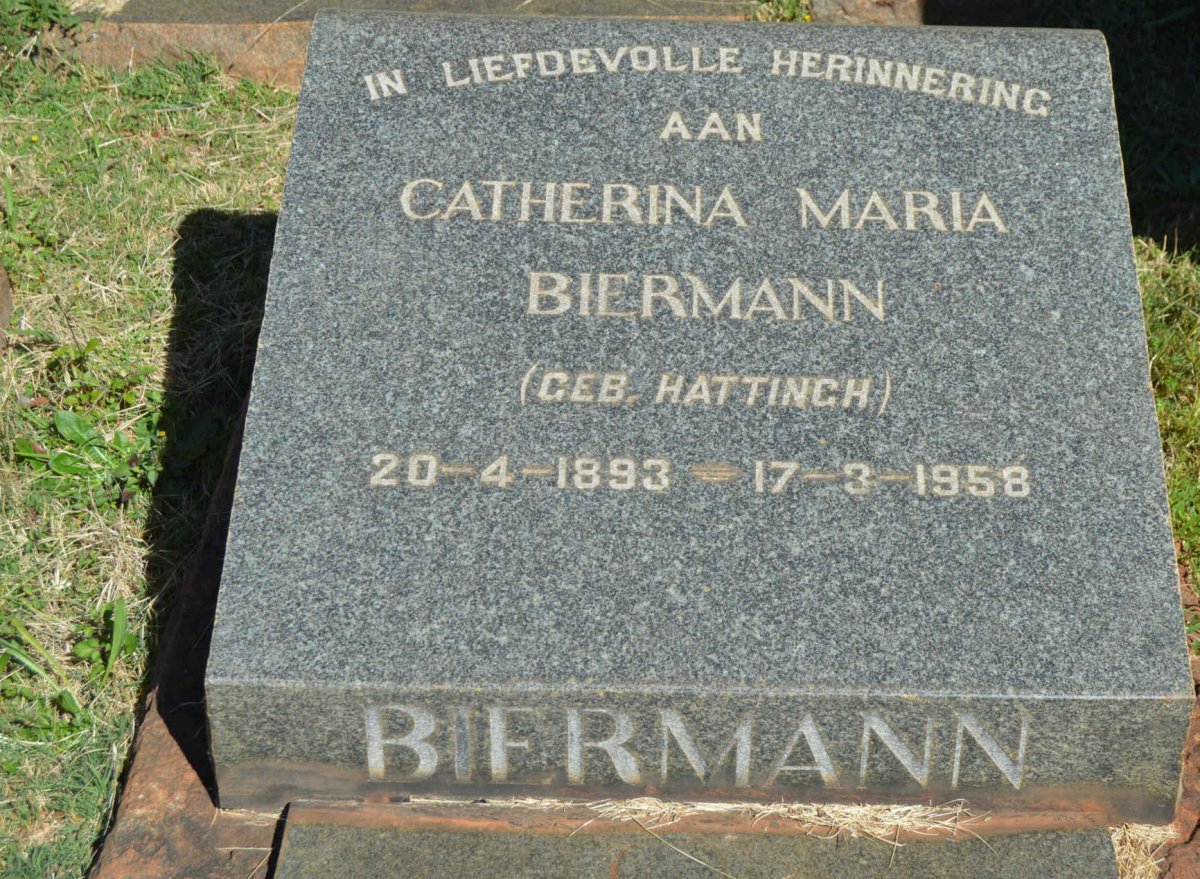 BIERMANN Catherina Maria nee HATTINGH 1893-1958