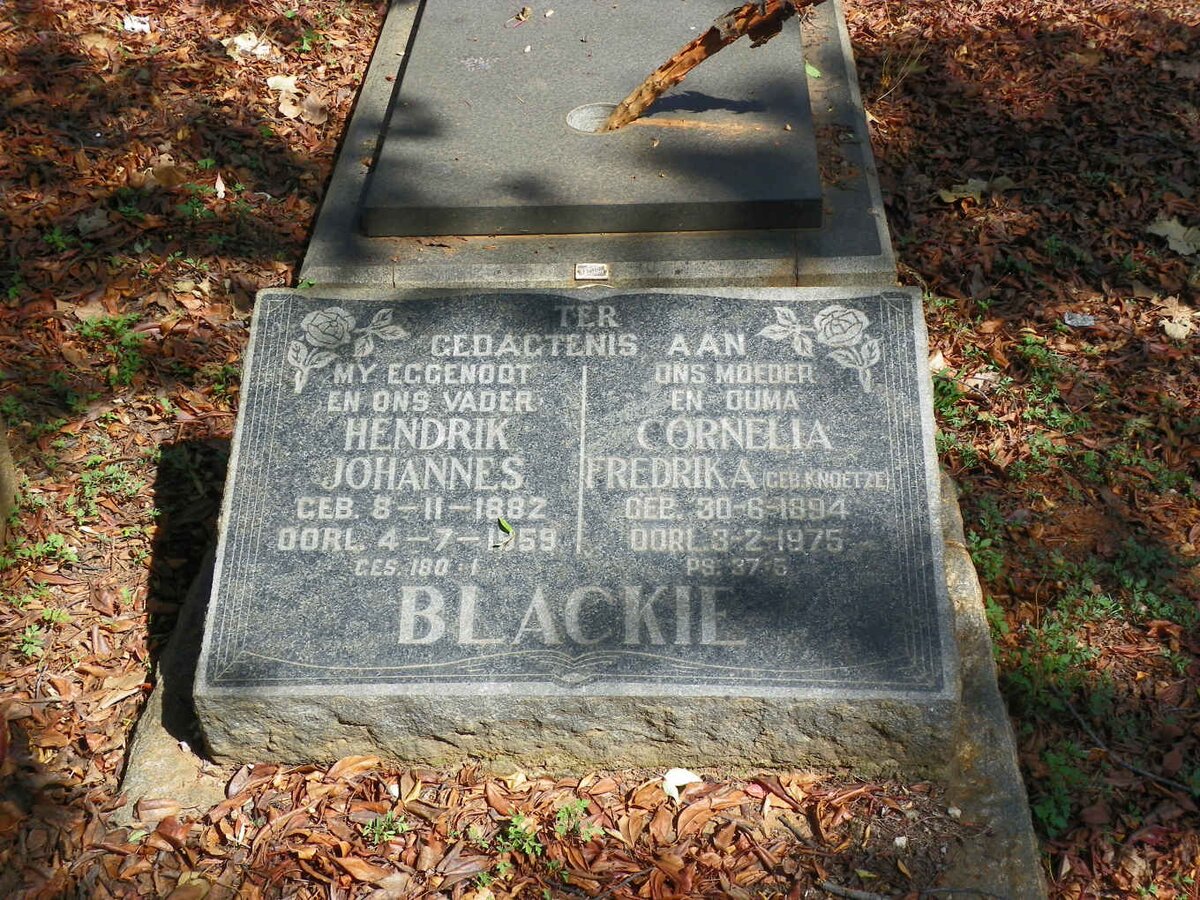 BLACKIE Hendrik Johannes 1882-1959 &amp; Cornelia Fredrika KNOETZE 1894-1975