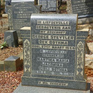 BOTHMA George Steytler Dev. -1944 &amp; Martina Maria Jacomina 1893-1984