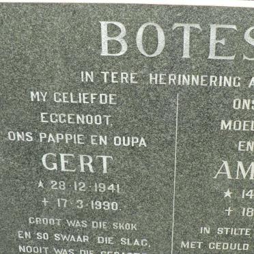BOTES Gert 1941-1990 &amp; Amanda 1953-1990