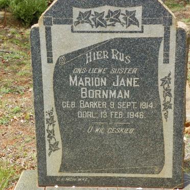 BORNMAN Marion Jane nee BARKER 1914-1946