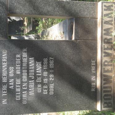 BOUWER Maria Johanna, VERMAAK nee DE LANGE 1896-1967