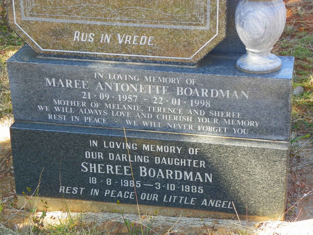 BOARDMAN Maree Antonette 1957-1998 :: BOARDMAN Sheree 1985-1985