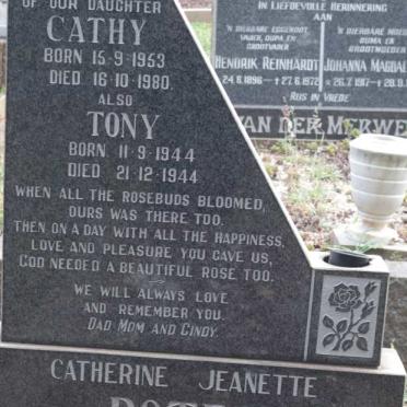 BOTES Catherine Jeanette 1953-1980 :: BOTES Tony 1944-1944