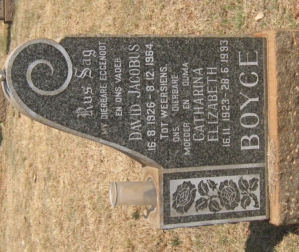 BOYCE David Jacobus 1926-1964 &amp; Catharina Elizabeth 1923-1993