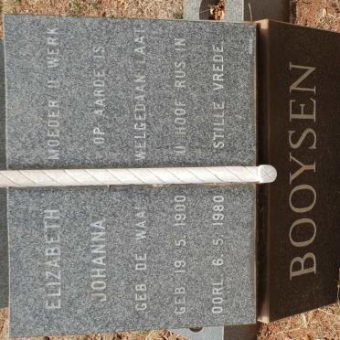 BOOYSEN Elizabeth Johanna nee DE WAAL 1900-1980