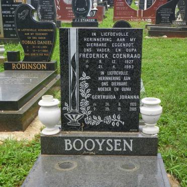 BOOYSEN Frederick Coenraad 1927-1983 &amp; Gertruida Johanna 1923-2005