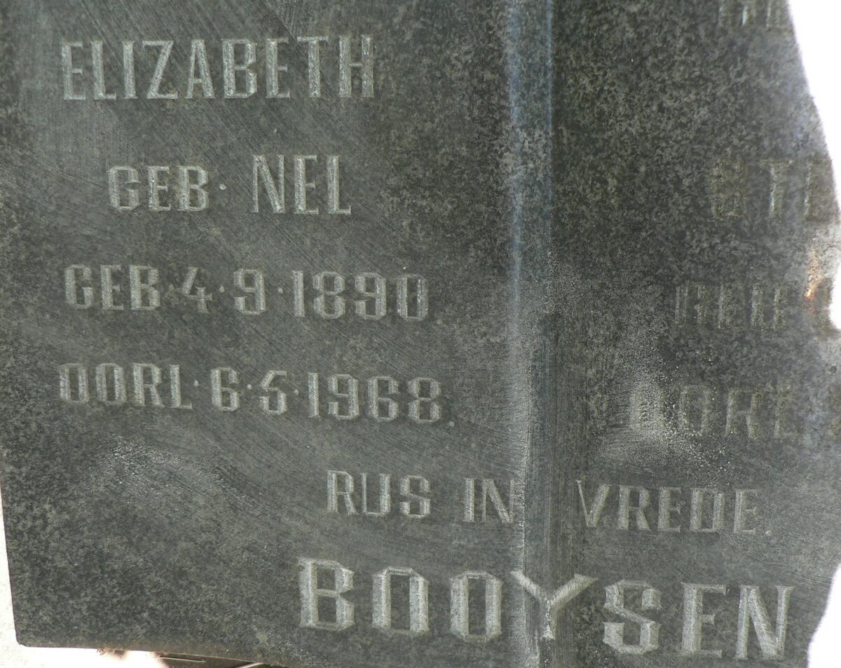 BOOYSEN Elizabeth nee NEL 1890-1968