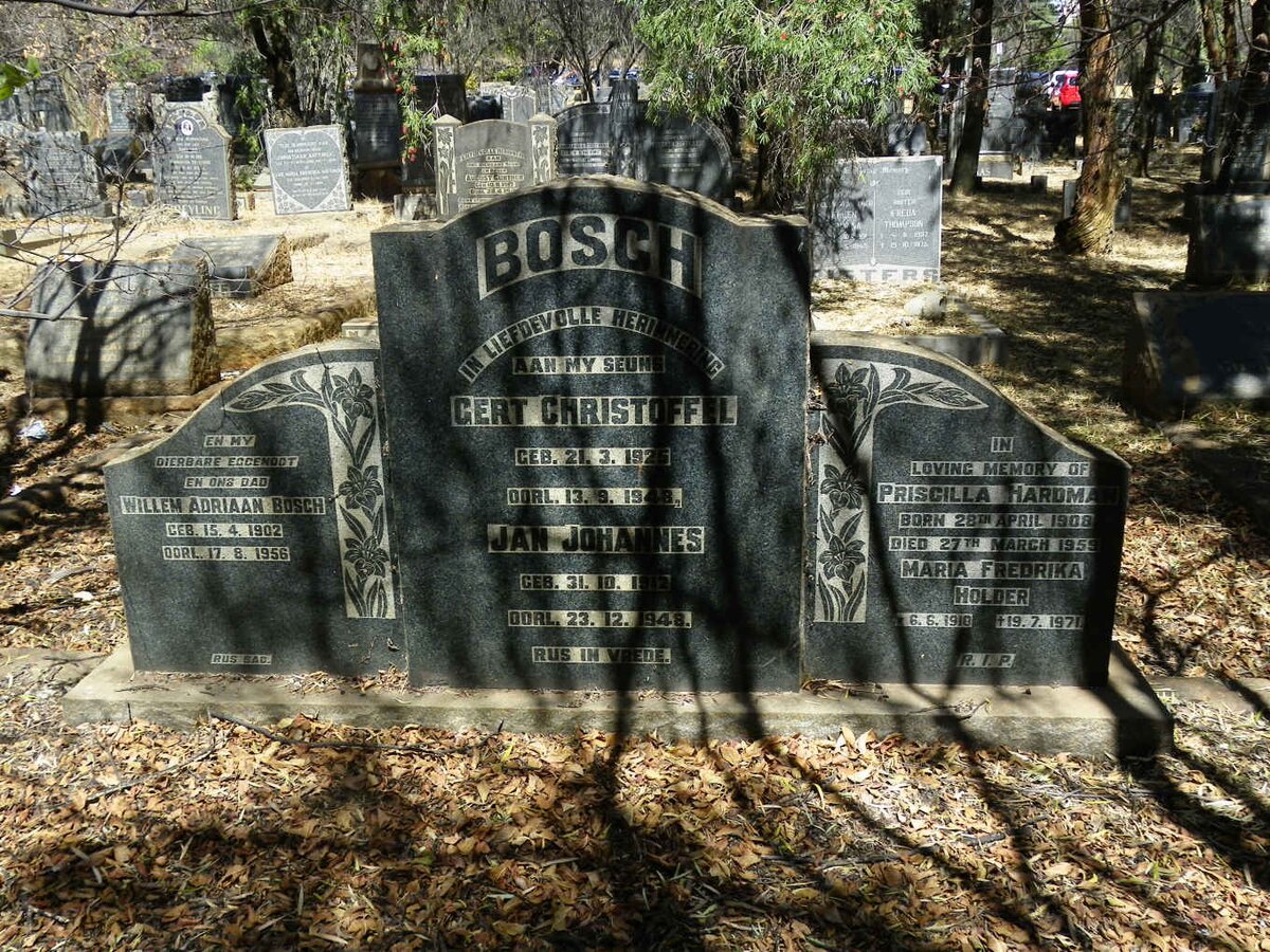 BOSCH Willem Adriaan 1902-1956 :: BOSCH Jan Johannes 1912-1948 :: BOSCH Gert Christoffel 1925-1948