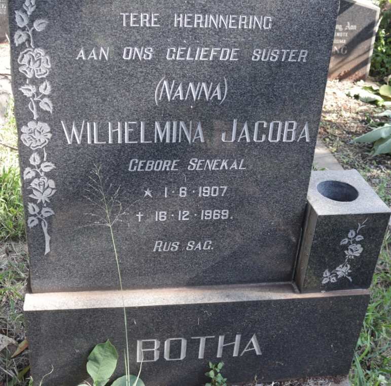 BOTHA Wilhelmina Jacoba nee SENEKAL 1907-1969
