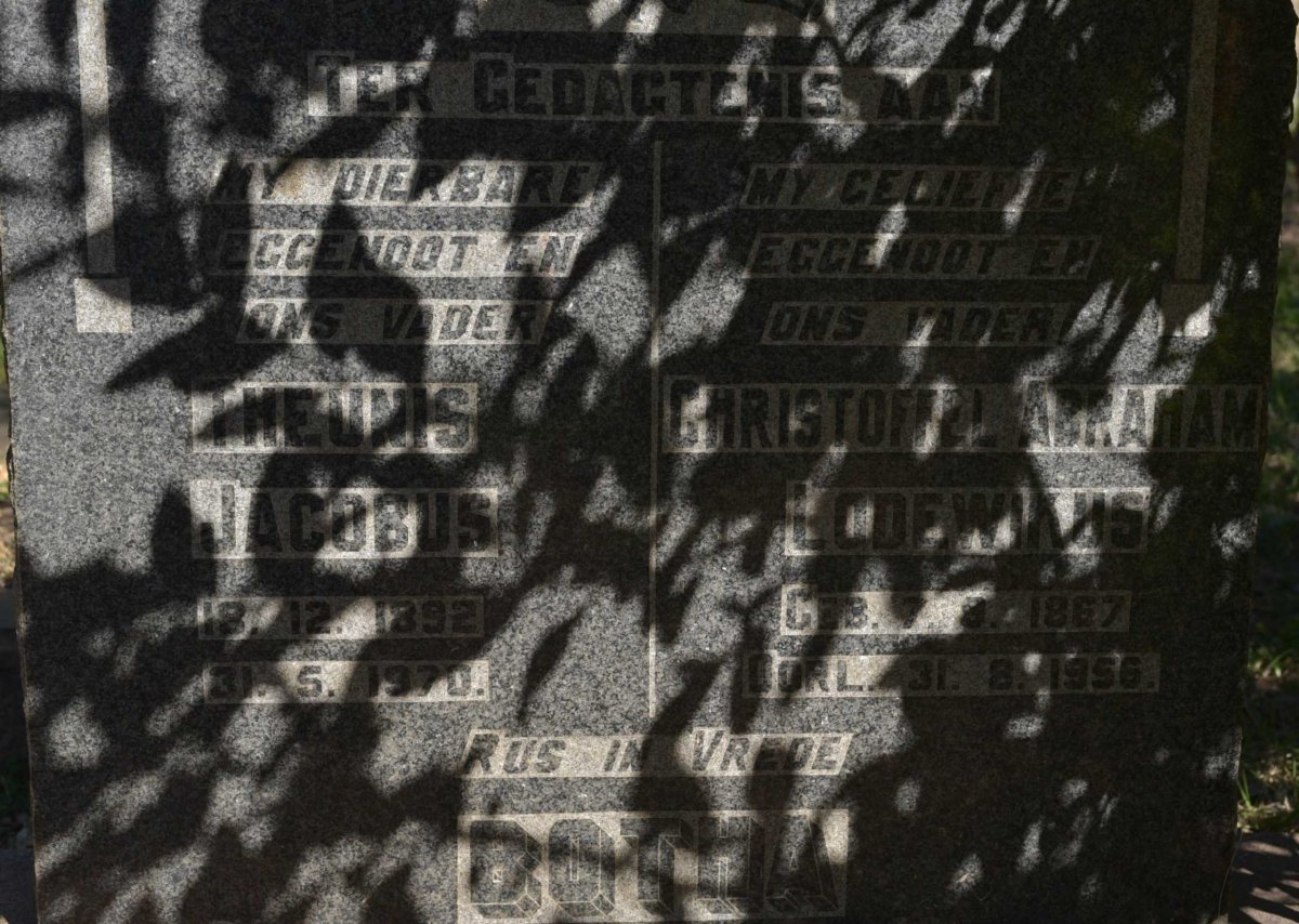 BOTHA Christoffel Abraham Lodewikus 1867-1956 :: BOTHA Theunis Jacobus 1892-1970