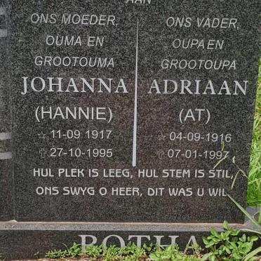 BOTHA Adriaan 1916-1997 &amp; Johanna 1917-1995