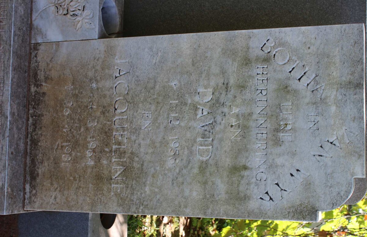 BOTHA David 1958- &amp; Jacqueline VAN WYK 1964-1981