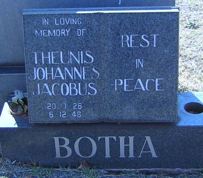 BOTHA Theunis Johannes Jacobus 1926-1948