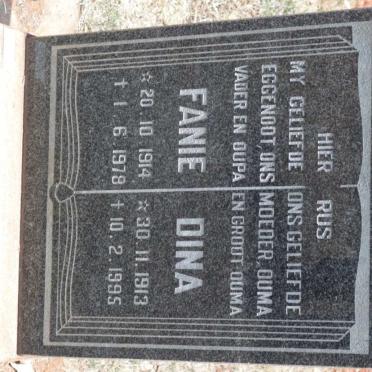 BORSTLAP Fanie 1914-1978 &amp; Dina 1913-1995