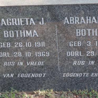 BOTHMA Abraham G.K. 1907-1977 &amp; Magrieta J. 1911-1969