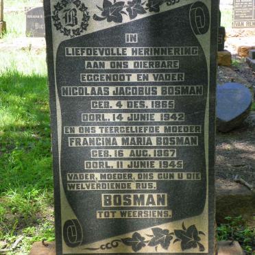 BOSMAN Nicolaas Jacobus 1865-1942 &amp; Francina Maria 1867-1945