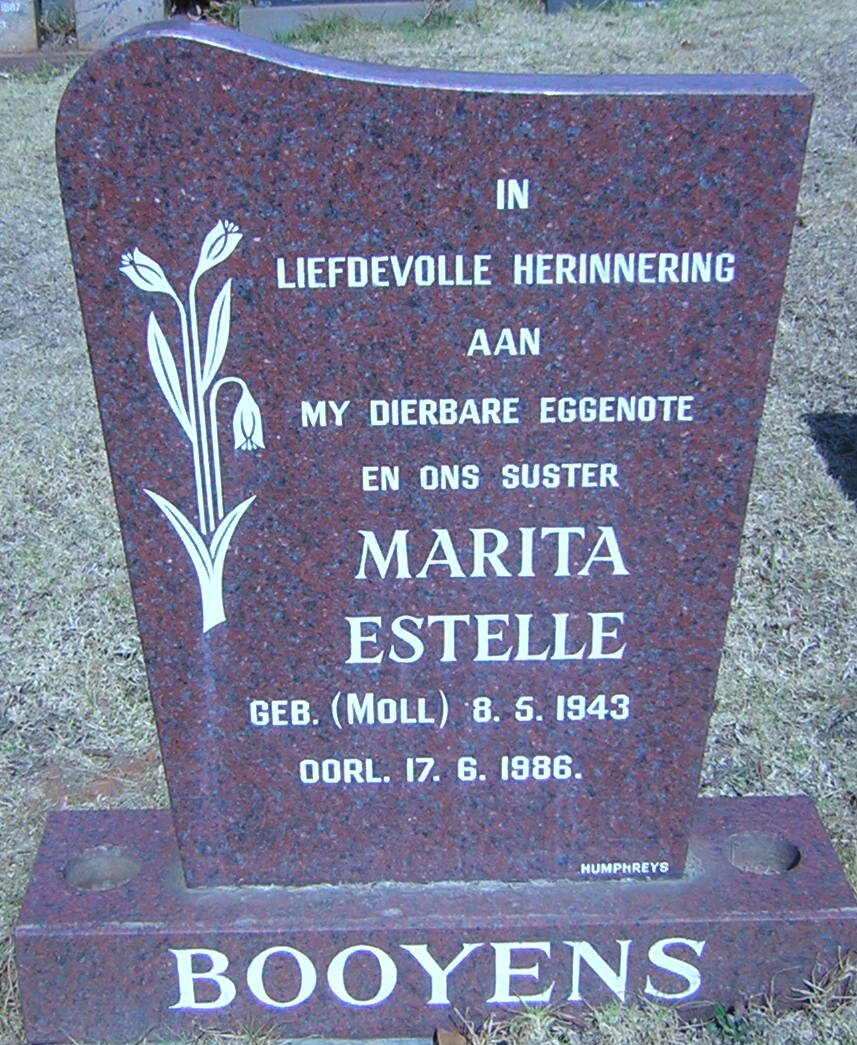 BOOYENS Marita Estelle nee MOLL 1943-1986