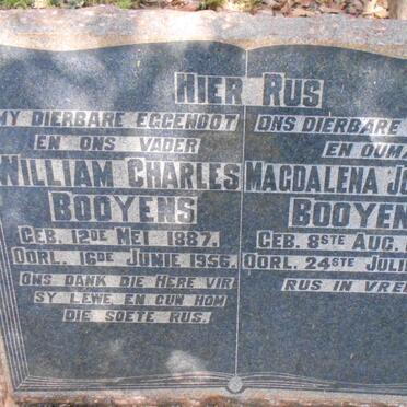 BOOYENS William Charles 1887-1956 &amp; Magdalena Johanna 1884-1969
