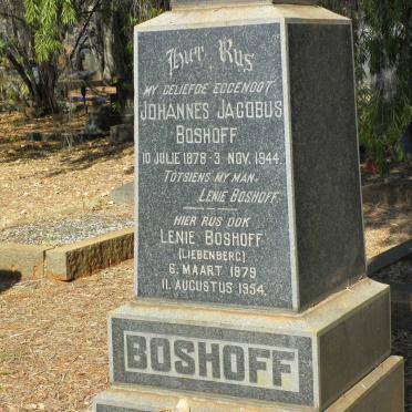 BOSHOFF Johannes Jacobus 1878-1944 &amp; Lenie LIEBENBERG 1879-1954