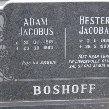 BOSHOFF Adam Jacobus 1918-1993 &amp; Hester Jacoba 1921-1980