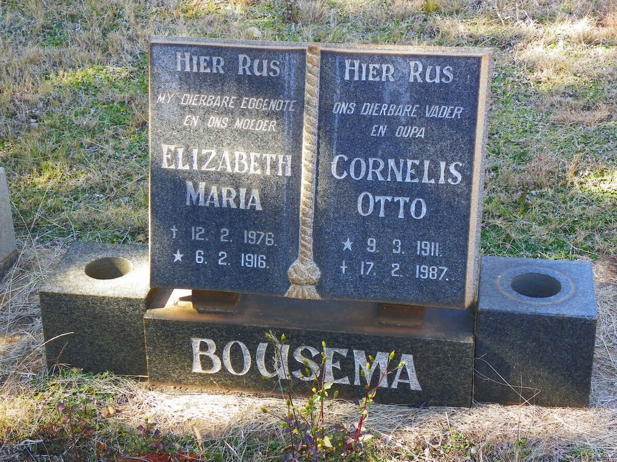 BOUSEMA Cornelis Otto 1911-1987 &amp; Elizabeth Maria 1916-1976