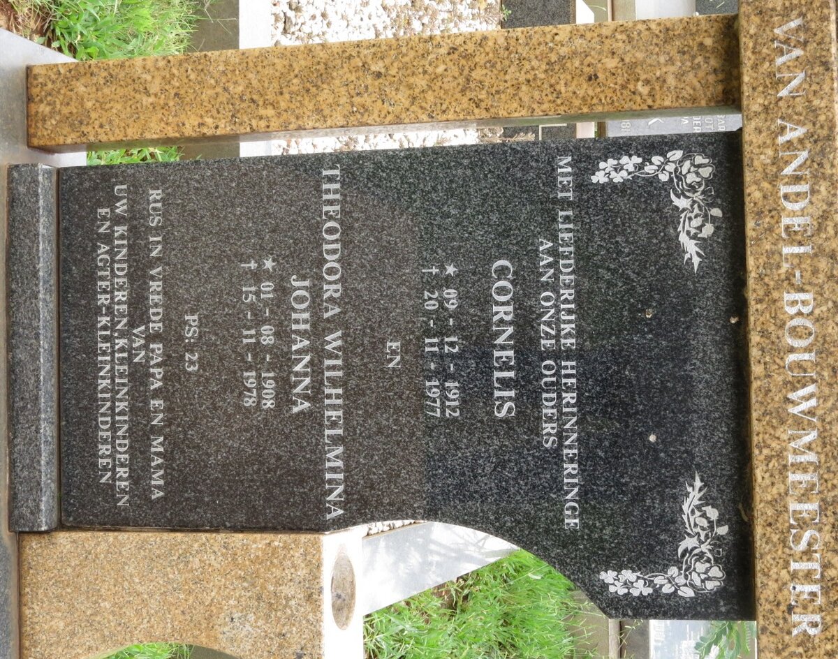 BOUWMEESTER Cornelis , van ANDEL 1912-1977 &amp; Theodora Wilhelmina Johanna 1908-1978