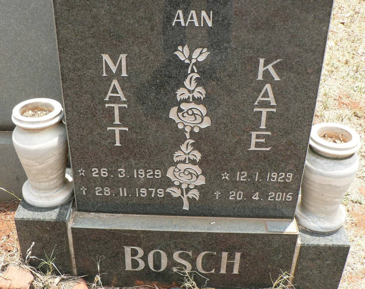 BOSCH Matt 1929-1979 &amp; Kate 1929-2015