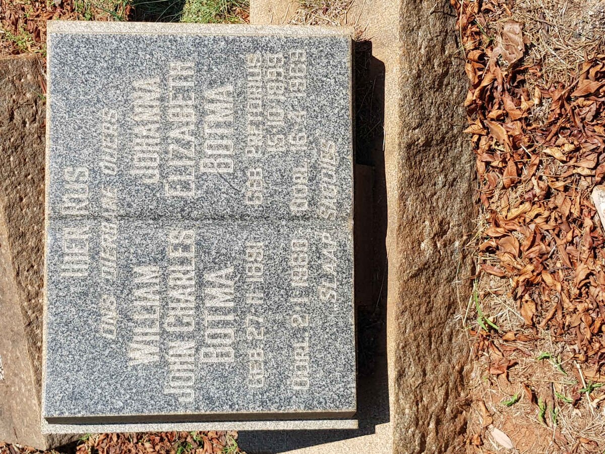 BOTMA William John Charles 1891-1960 &amp; Johanna Elizabeth PRETORIUS 1899-1969