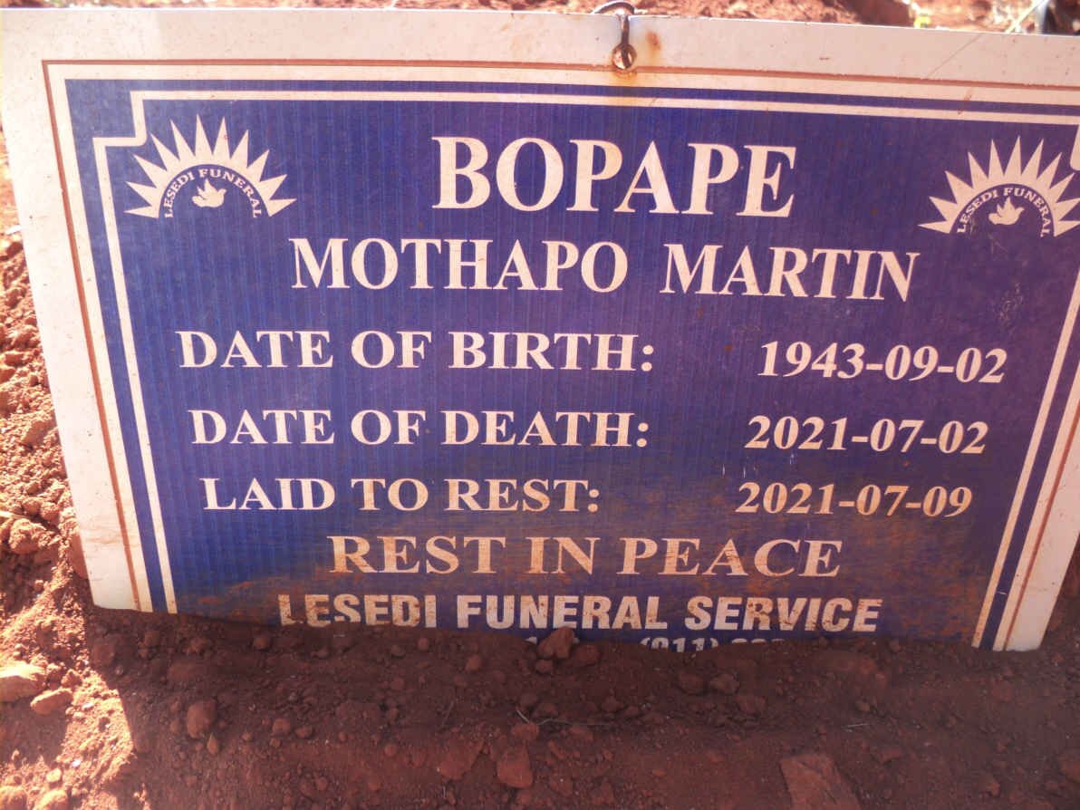 BOPAPE Mothapo Martin 1943-2021