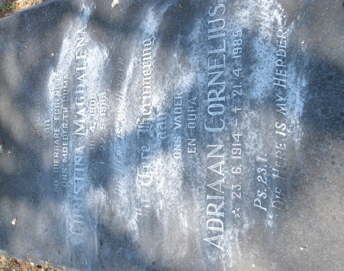 BOTHMA Adriaan Cornelius 1914-1985 &amp; Christina Magdalena 1908-1983