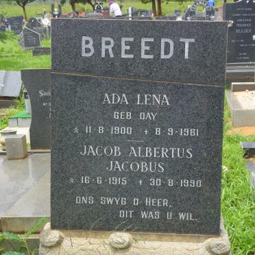 BREEDT Jacob Albertus Jacobus 1915-1990 &amp; Ada Lena DAY 1900-1981