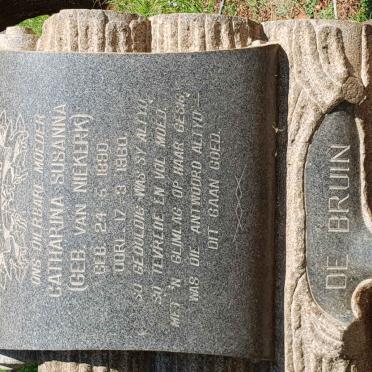 BRUIN Catharina Susanna, de nee VAN NIEKERK 1890-1960