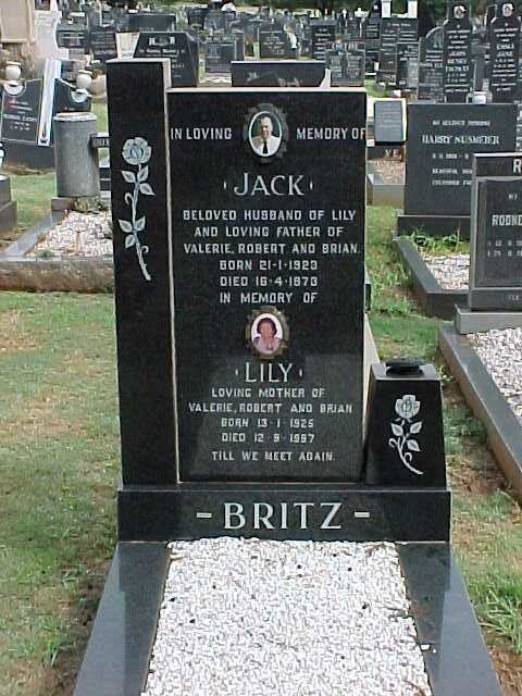 BRITZ Jack 1923-1973 &amp; Lily 1925-1997