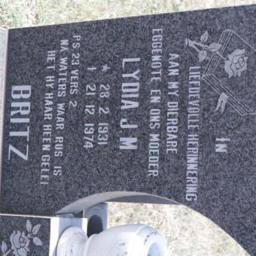 BRITZ Lydia J.M. 1931-1974