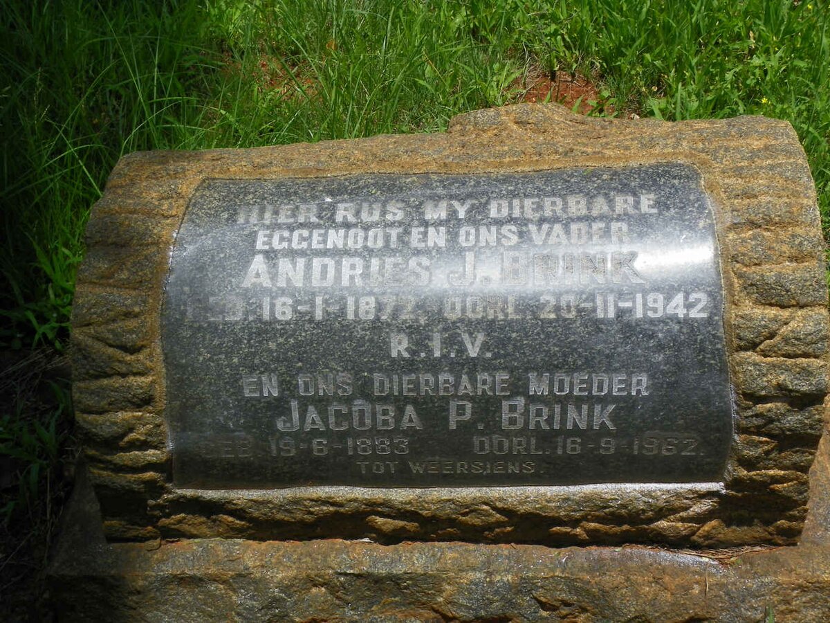 BRINK Andries J. 1872-1942 &amp; Jacoba P. 1883-1962