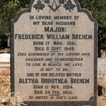 BREHEM Frederick William 1881-1949 &amp; Aletha Dorothea 1884-1956