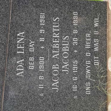 BREEDT Ada Lena nee DAY 1900-1981 :: BREEDT Jacob Albertus Jacobus 1915-1990